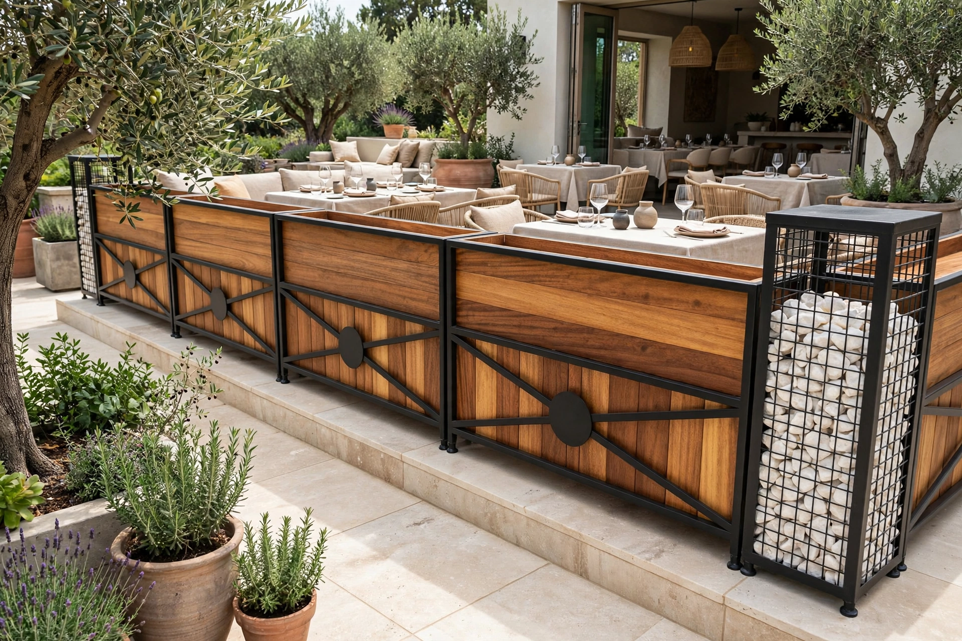 Ahşap-Gabion Dekoratif Saksı